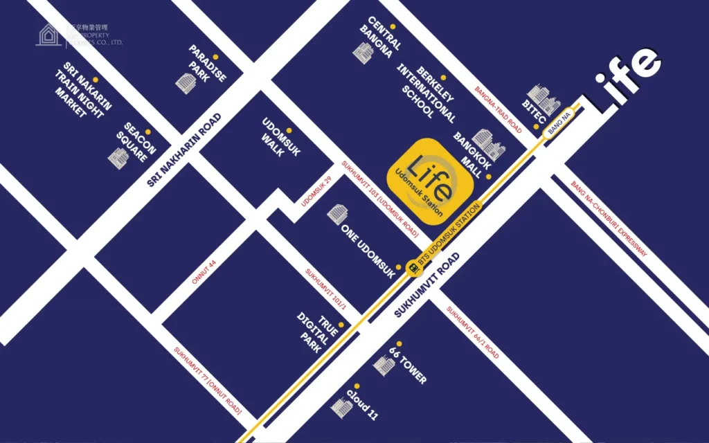 Life Udomsuk Project Location Map 項目地段地圖