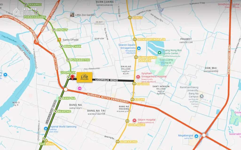 Route Map-Life-Udomsuk 路線示意圖