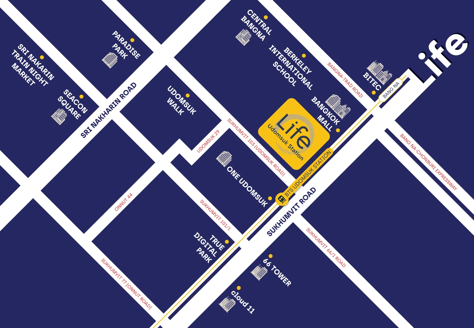 LIFE Udomsuk Station 周邊地圖