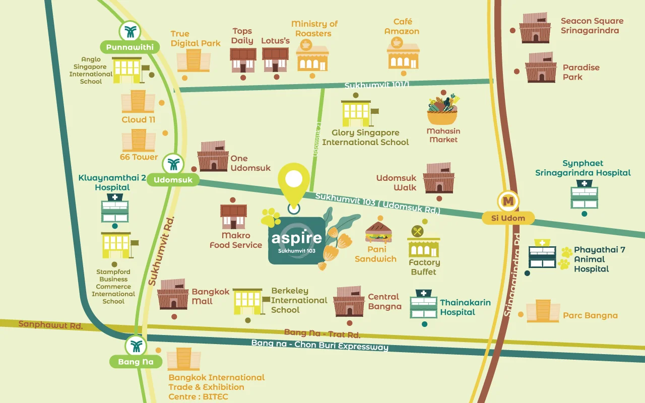 Aspire Sukhumvit 103 周邊地圖